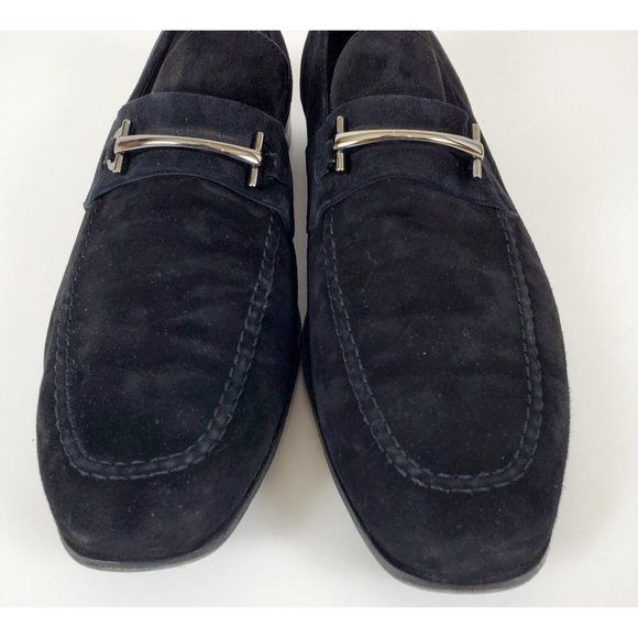 Bruno Magli Suede Leather Bit Loafers Black Made in Italy Size 13 M - VERY CLEAN - Picture 6 of 11